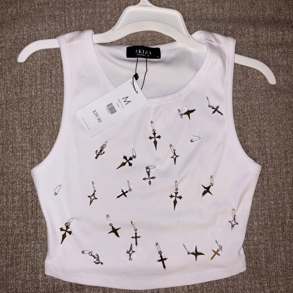 AKIRA White Cross Graphic Tank Top - Picture 2 of 2
